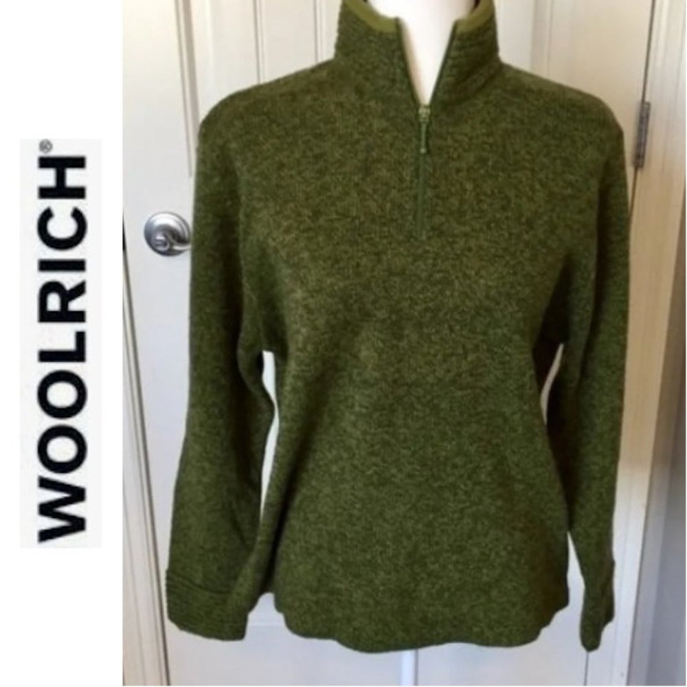 Woolrich Green Pullover 1/4 Zip Sweater XL EUC